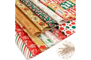LEYUN 24 fogli di carta da regalo natalizia per progetti artigianali e confezioni regalo (50 x 70 cm)