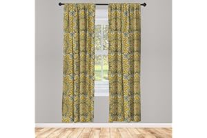 ABAKUHAUS Geométrico Juego de 2 Paños Cortinas, Arte Oriental del medallón, Tratamiento de Ventana para Habitación y Dormitorio, 150 cm x 175 cm, Taupe Multicolor