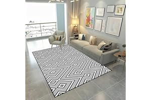 NEEZ Tappeto da Esterno Impermeabile - Antisabbia Plastica Coperta per Picnic, Mare, Campeggio, Terrazzo, Giardino e Balcone - 150x210 cm, Tappeto Bianco e Nero