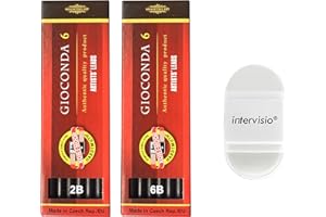 Koh-I-Noor Grafito Minas de 5,6 mm, dureza 2B y 6B para portaminas, Gioconda Artist Mine, longitud 120 mm, juego de 2 fundas + intervisio tamaño lápiz/goma