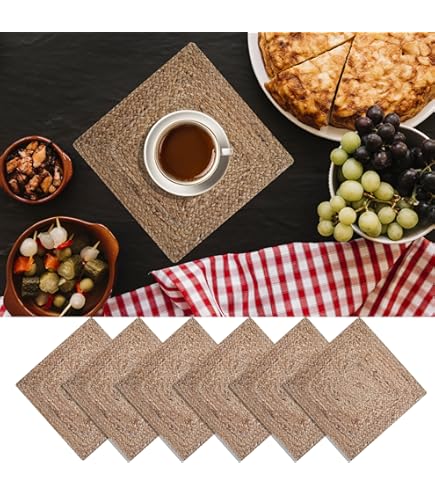 Set De Table En Jute Lot De 6 Sets De Table Rectangulaires En Jonc De Mer Naturel Tissé Pour Rond Naturel