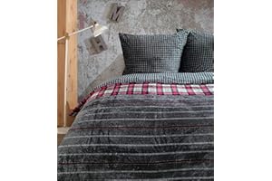 ‎LEONADO VICENTI Leonado Vicenti Winter Bettwäsche Flausch Teddy Plüsch warme Cashmere Touch Coral Fleece 135x200 155x220 200x200 200x220 240x220, Farbe:Anthrazit Gestreift, Größe:155 x 220 cm