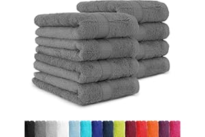 FALCO BaSaTex – zestaw 8 ręczników premium 50 x 100 cm z bawełny – zestaw ręczników frotte z zawieszką – certyfikat Öko-Tex Made in Green – antracytowo-szare