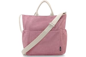 Prite Grand sac de shopping en velours côtelé pour femme avec bandoulière réglable pour le travail, les voyages, le shopping, l'école, le collège