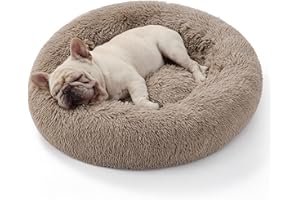 BEDSURE Katzenbett waschbar Flauschiges Hundebett - Ø 70 cm Katzenschlafplatz für Katzen und Hunde, plüsch Katzenkissen rund Kuschelbett, Kamel