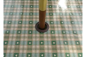 THE TABLECLOTH COMPANY 55x78" (1.4x2.0M) OVAL PVC/VINYL GARDEN TABLECLOTH - GREEN HEARTS WITH PARASOL HOLE