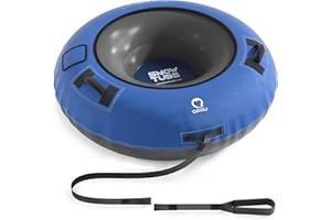 QPAU Schneeschlauch mit hochwertiger Canvas-Abdeckung für Kinder und Erwachsene, 121,9 cm, aufblasbarer, robuster Schneerohr aus verdicktem Boden, Schlitten, Winter-Outdoor-Spaßspielzeug für Kinder,