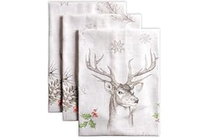 Maison d' Hermine Christmas Dew - Set di 3 asciugamani da cucina multiuso in 100% cotone, morbidi e assorbenti, strofinacci da bar per Natale e giorno del Ringraziamento (50cm x 70cm)