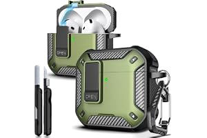 R-FUN för AirPods 4 Fodral med Lås Magnetiskt Lock MagSafe, Militärgrönt