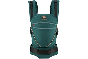 manduca XT Baby Carrier, Adjustable Seat, Expands from Newborn to Toddler Carrier, Organic Cotton Baby Sling with 3 Carrying Options, Denim Teal/Toffee