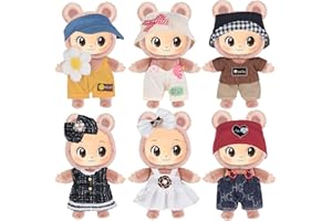 DOLLBIE Total 6 Sets 17cm Dolls Clothes Dress and Accessories Include Outfits, Dresses-Soft & Stylish Costume Accessories (Doll and Glasses are Not Icluded)