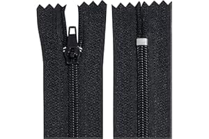 AERZETIX - C63014 - Lot de 10 Fermetures éclair à glissière spirale N°3 non séparable 14 cm en nylon - curseur autobloquant en métal - couleur noir - vêtement couture pantalon mercerie