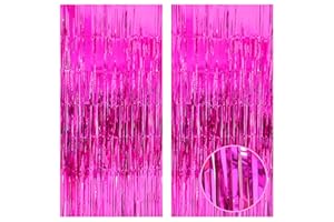 KatchOn, XtraLarge Hot Pink Streamers - 3.2x8 Feet, Pack of 2 | Hot Pink Streamer Backdrop for Hot Pink Birthday Decorations | Hot Pink Backdrop, Pink Party Decorations, Pool Party Decorations