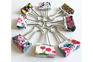 SHINEONE 32mm Assorted Flower Design Metal Binder Foldback Clips Bulldog/Paper Clips/Binder Clips File Paper Money Receipts File Clamps, Planner Organiser Office, Store, Kitchen Multifunction Pcs (12 Clips)