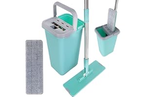 MAURY'S GRANDI MAGAZZINI ITALIANI DAL 1982 Maury's Flat Mop Lavapavimenti Automatico E Salvaspazio Secchio Auto Detergente a Doppio Scomparto (Flat Mop Completo) Colori Assortiti Rosso Bordeaux o Tiffany