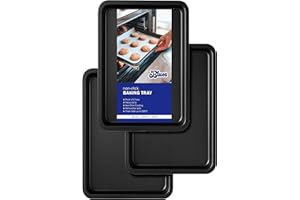 Baking Tray Set of 3 Non Stick 32 cm – Oven Tray, Heavy Duty Baking Sheet, Easy Clean Roasting Tin, Dishwasher Safe Bakeware by BLUES®