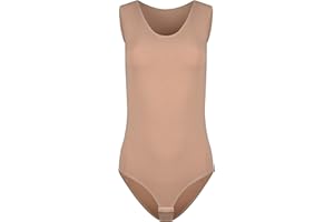 Evoni Damenbody l Damen Overall Bodysuit mit Rundhals l breite Träger l Verschluß-Haken l Unterzieh-Body mit optimaler Passform l sportlicher Damen-Body