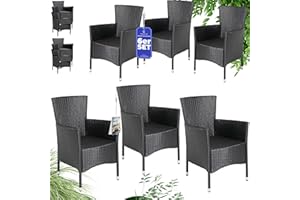 ‎CASARIA Casaria® Gartenstühle 6er Set Stapelbar Polyrattan Wetterfest Gartenstuhl Outdoor Verstellbar 160kg Belastbarkeit Garten Terrasse Balkon Sessel Stuhl