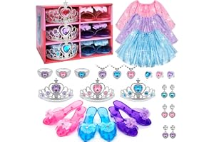 Prinsessklänning för flickor - småbarn kostym med kjolar, skor, smycken och leksaker, 3-6 år, barnskor, rollspel, presentidé