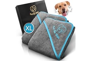 FeelTheWau Hundehandtuch extra saugfähig - Hundehandtuch für große Hunde und kleine Hunde - KUSCHELWEICH - Hunde Handtuch - Geschenk für Hundebesitzer (2er Pack 130x75cm, Grau/Türkis)