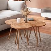 interGO-Middle Coffee Table Quadruple Rigon with Wooden Legs (Atlantic Pine)