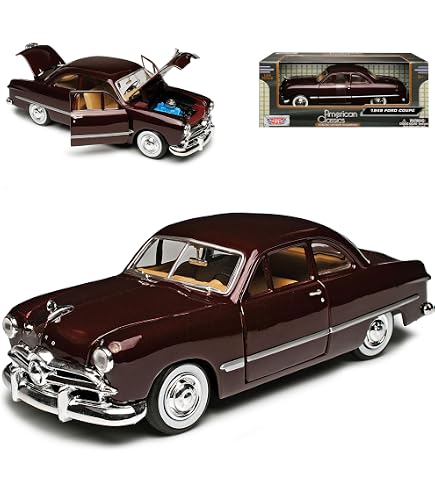 MOTORMAX Modellauto Ford Mercury 1949 Coupe Schwarz - 1:24 Oldtimer Mit öffnenden Türen