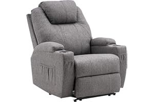 MCombo - Poltrona massaggiante elettrica, con funzione reclinabile e di riscaldamento, modello: 7061 Grigio