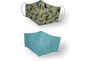 Kanguru Green Mask, Set 2 Pezzi, Mascherina Facciale, 100% Cotone, Lavabile, Riutilizzabile, Per Bambino 2-5 Anni - 10 Gr