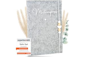 MAHEWA®️ Premium Mutterpass-Hülle aus Filz für den deutschen Mutterpass - mit Fach für Ultraschallbilder und Kärtchen - Mutterpass Schutzhülle (Hellgrau, Mutterpasshülle "Mutterpass")