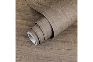 Decoroom Sticky Back Plastic Roll Wood Effect Vinyl Wrap Self Adhesive 30X200cm Brown Grain Peel and Stick Wallpaper Contact Paper Waterproof Film Cover Cupboard Countertop Furniture Stickers