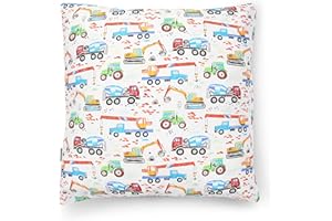 PinkZebra Kopfkissenbezug Kinder, Kissenbezug 50 x 50 cm aus 100% Baumwolle, Kissenhülle Jungen, Öko-tex Standard 100, Kinderbezüge mit Reißverschluss, Traktor