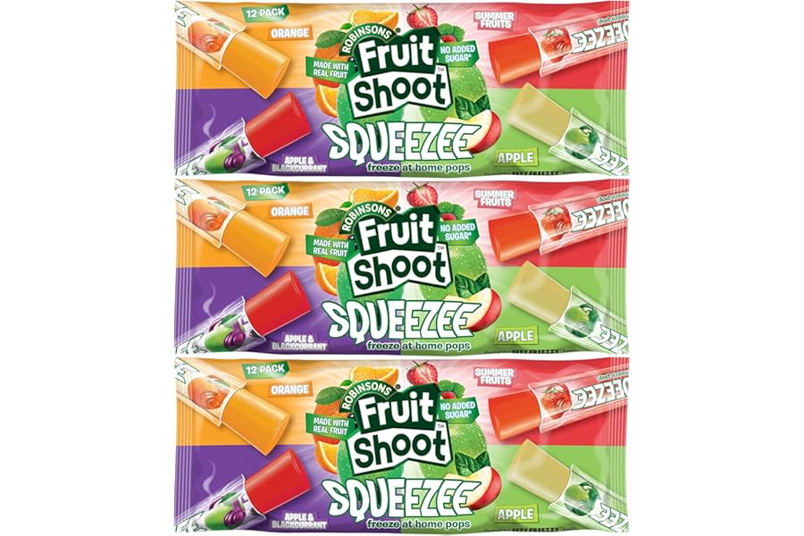Fruit Shoot No Added Sugar Squeezy Ice Pops - PACK OF 3 (i.e. 36 x 45ml Freeze pops in Total)