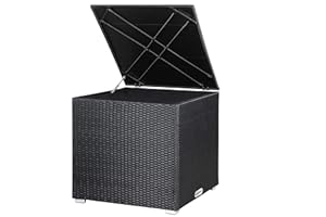 Casaria® Baule da Giardino 318 L Impermeabile 75x75x70cm Contenitore Esterno Polyrattan Nero