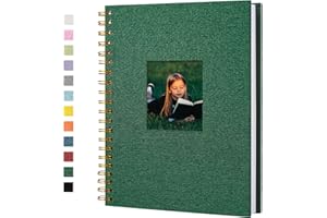 Hiwhy Album photo Scrapbook avec couverture en lin, 20,5 x 28 cm, couverture rigide, pages blanches en papier kraft, livre de souvenirs, pour voyage, mariage, livre d'or, Noël (20 feuilles/40 pages)