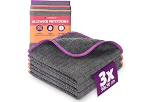 ‎LAVANDOLA Lavandola® 3X Mikrofasertücher für Ihren Haushalt - 30x30cm - extrem saugstark und schonend weich Dank 380 GSM - fusselfreie Reinigungstücher für Haushalt, Küche und Bad - Microfasertuch