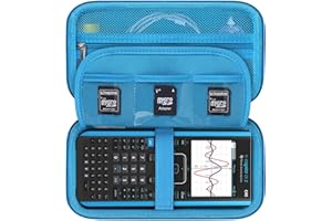 Supmay Hartschalenkoffer für Texas Instruments TI-Nspire CX II CAS/TI-Nspire CX II Farbgrafikrechner, Aufbewahrungshalter mit Netztaschen für USB-Strom-Ladekabel, Bedienungsanleitung und mehr, Blau