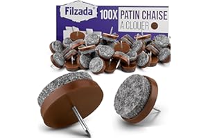 Filzada® 100x Patins en Feutre à clouer - Ø 24 mm (Brun) - Patins de Meubles Professionnels/Patins de Chaise Feutre à clouer