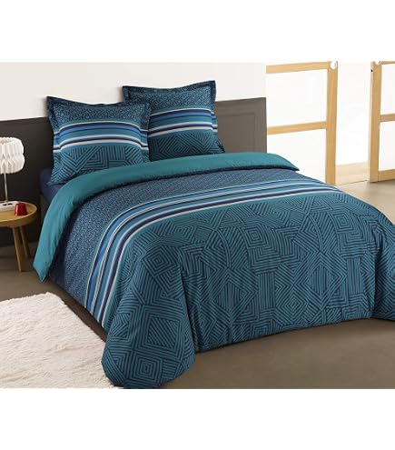 Home Linge Passion Stanis Bettwäsche-Set – 3-teilig, 240x260 Cm + 2x63x63 Cm, Mikrofaser, Blau