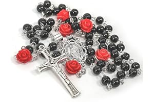 Nazareth Store pärlpärlor radband pärlhalsband projektion vår far bön medalj med mirakulösa mittpunkt och Jesus krucifix NS
