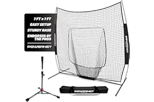 PowerNet Baseball Softball Practice Net 7x7 with Travel Tee | Practice Hitting, Pitching, Batting, Fielding | Portable Backstop (Black)