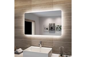 ‎SONNI SONNI Badspiegel 100 x 60cm Badspiegel mit LED-Beleuchtung beschlagfrei Lichtspiegel IP44 LED Spiegel Wandspiegel mit Touch-Schalter Kaltweiß/Neutralweiß/Warmweiß