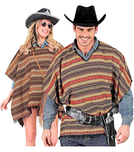 Poncho Mexicano Multicolor Para Adultos – Disfraz Tradicional De Fiesta, Talla Única, Perfecto Para Halloween O Fiestas Temáticas