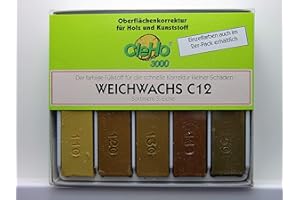 CLEHO-TEC GMBH CleHo Weichwachs C12-5er Pack | Reparatur | Wachs | Holz | Möbel | Sortiment 3 | Eiche