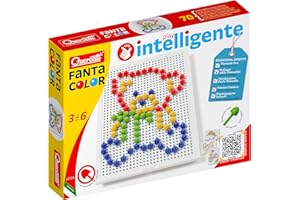 Quercetti Fantacolor Tab Basic, 100 Chiodini per Bambini 3 Anni fino ai 6 Anni, Gioco Educativo e Creativo Mosaico Bambini, Giochi Bimbi 3 Anni, Gioco Chiodini Colorati per Bimbi, Made in Italy