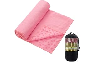 MEIRIYFA Serviette de yoga en microfibre antidérapante, ultra douce et absorbante pour yoga chaud, bikram, pilates, taille standard 182,9 x 61 cm (rose)