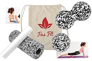 FAS FIT Set fitness per massaggio profondo del muscolo2 rulli, sacca di cotone, quaderno con esercizi da 16 pagine, eBook (lingua italiana non garantita)., FF-107, S/W (Härtegrad: Mittel) - 4 in 1 Set