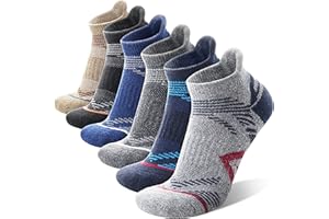 ANTSANG 6 Paires Chaussettes Chevilles Laine Mérinos Randonnée Course à pied Épaisses Rembourrées Respirantes Homme Femme