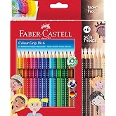 FABER-CASTELL - Colour Grip Colored Pencils Set, 24 Pencils | Includes 6 nude colored pencils; water washable colored pencils