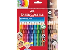 FABER-CASTELL 112819 - Set di matite colorate Colour Grip, 24 pezzi, con 6 matite colorate color pelle