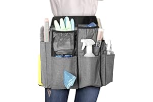 LoDrid Cleaning Apron for Housekeeping with 9 Pockets, Professional Cleaning Bag with Adjustable Waist Belt, Cleaning Supplies Apron for Work